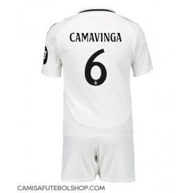 Camisa de time de futebol Real Madrid Eduardo Camavinga #6 Replicas 1º Equipamento Infantil 2024-25 Manga Curta (+ Calças curtas)